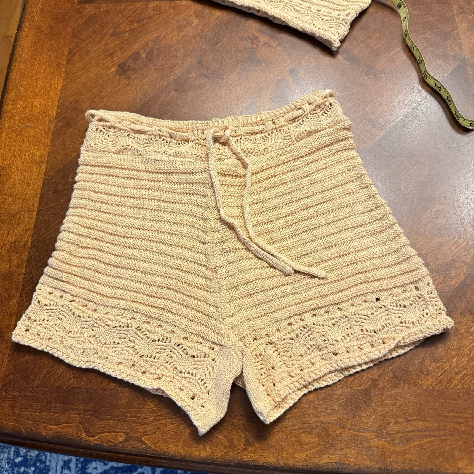 Jolie & Joy Fct 2pc Crochet Knit Set Large Crop Tank Top & Shorts Euc — image 6 of 8